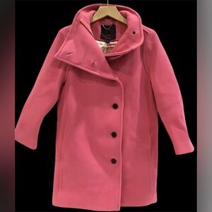 NWT J.Crew Villa Wool Coat Size Petite 0 Pink Women’s Mid Length Stadium Cloth